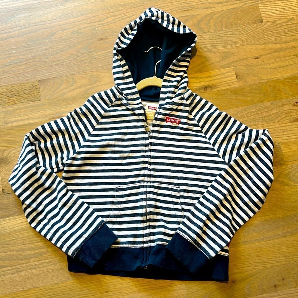 Levi’s Navy and White Striped Zip Up Hoodie